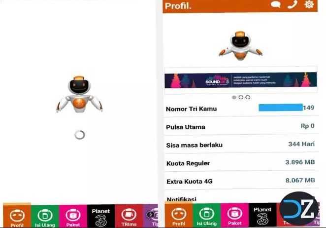 Cara Cek Nomor 3 Melalui Aplikasi Bima Tri