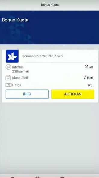 Pilih Aktifkan di menu Bonus Kuota