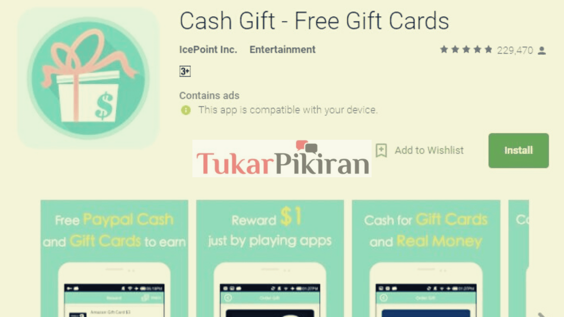 Aplikasi Penghasil Dana Cash Gift